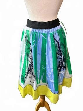 24 Gonna Arricata Skirt In Bee Blue - Taffeta Fold Over Detail