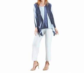 2Pc Draped Cardigan & Tank Twinset In Lunar Stripe Winter-Ready Knit Yarn Dyed Fabric