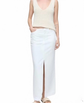 5 Pocket Denim Maxi Skirt In White Breathable Lining Glamorous Appeal