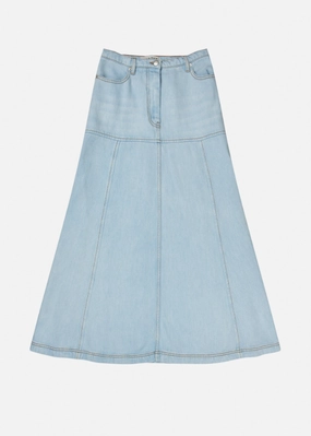 A Line Cut Classic Design 'Tuxya' Denim Skirt
