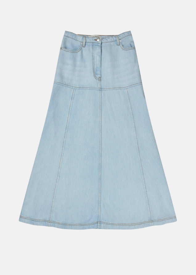 A Line Cut Classic Design 'Tuxya' Denim Skirt