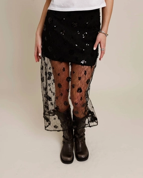 Show Off Lace Midi Skirt In Black Urban Style