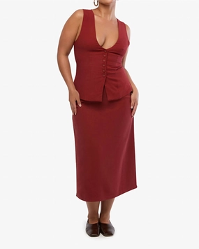 Evening Outing Knitted Fabric A-Line Skirt In Red