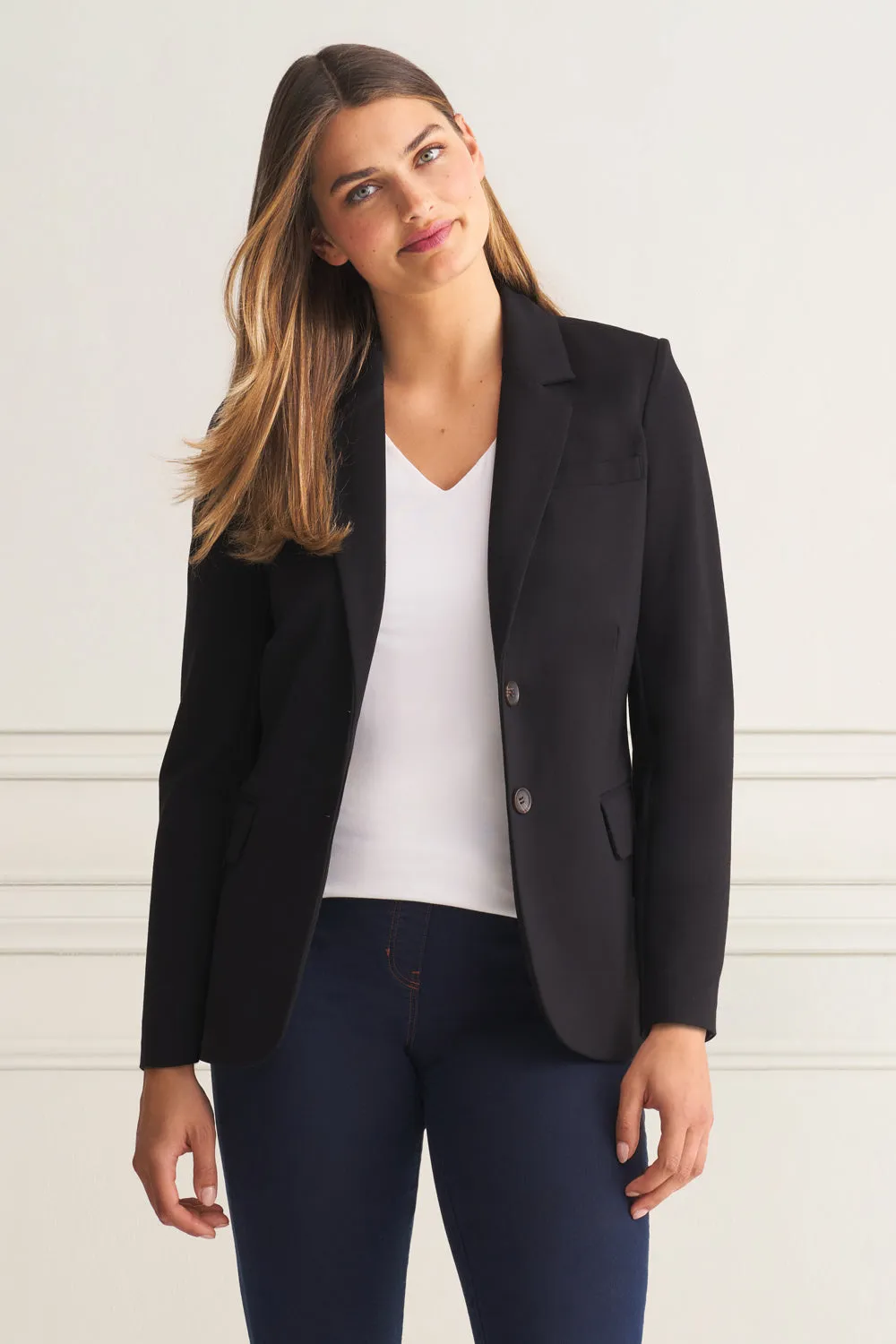 Lightweight Warmth Core LightweightInsulation Classic Ponte Blazer - Black