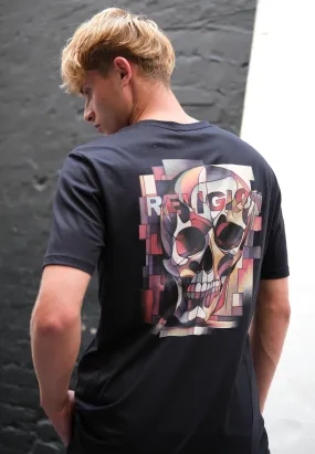 ABSTRACT T-SHIRT BLACK Outdoor Leisure Look Simple Chic