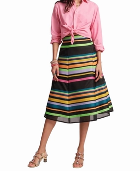 Creative Fashion Convertible Length Mercer Striped Skirt In Multi