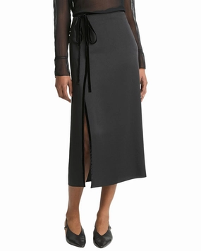 Flexible Comfort Chill Mood Vince Velvet Trim Side Slit Skirt