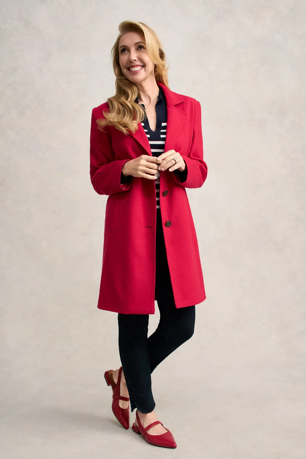 Wool Coat - Rouge Thermoregulating Lining High Collar Options