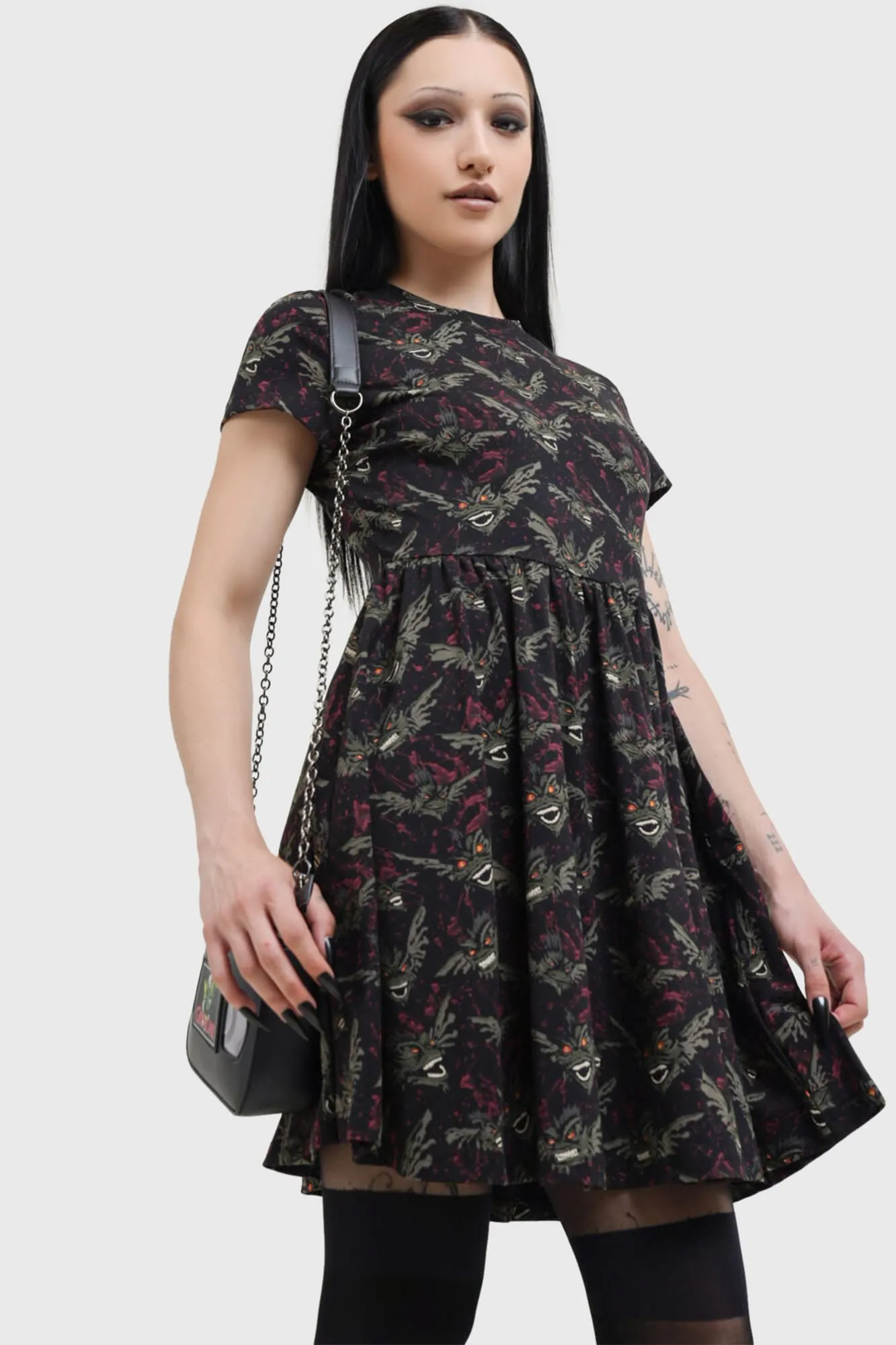 Chill Friendly Calm Energy Gremlins After Midnight Skater Dress