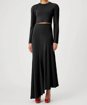 Soft Layers Adra Asymmetric Knit Midi Skirt In Black