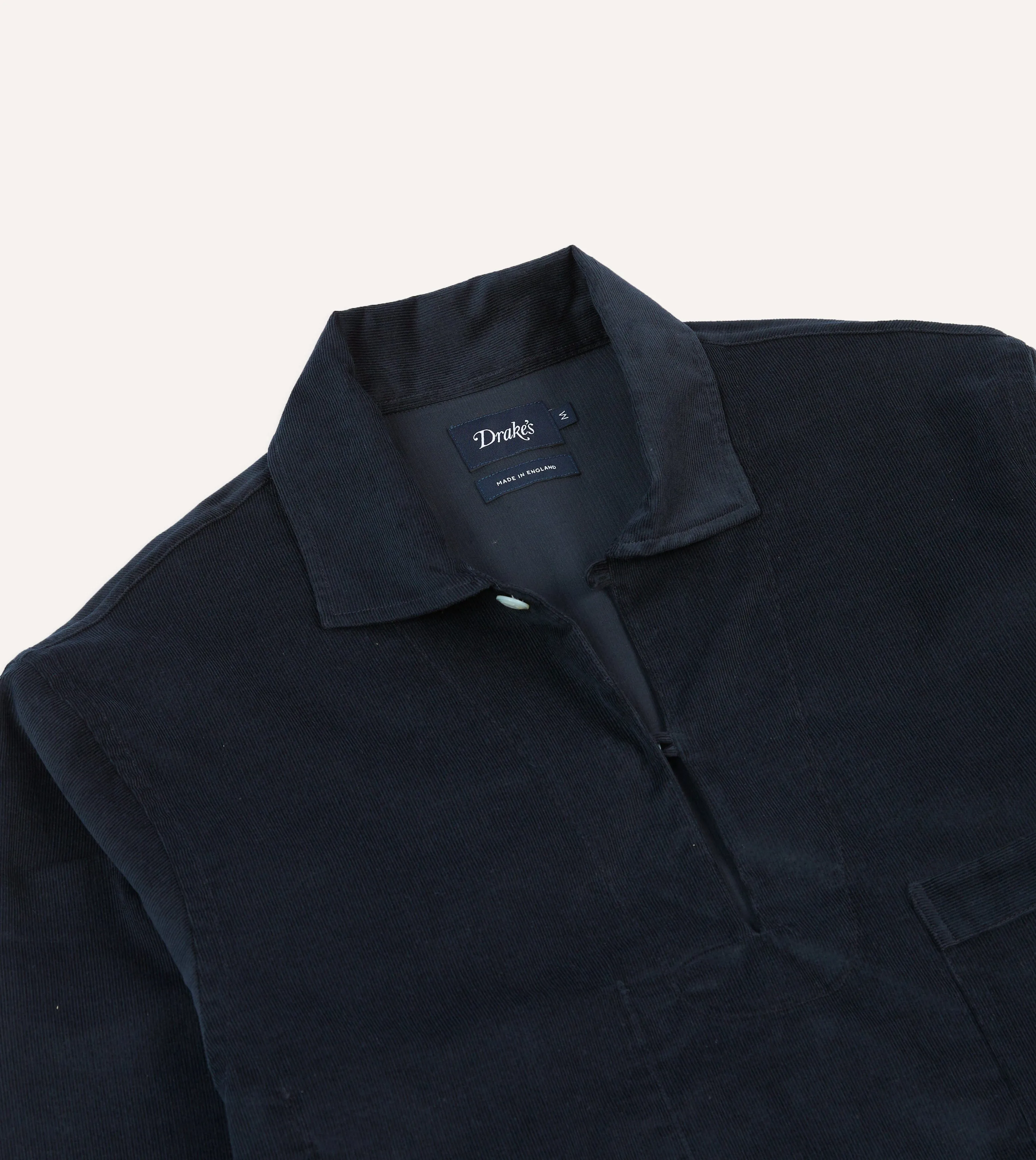 Flatlock stitching Navy Needlecord Smock