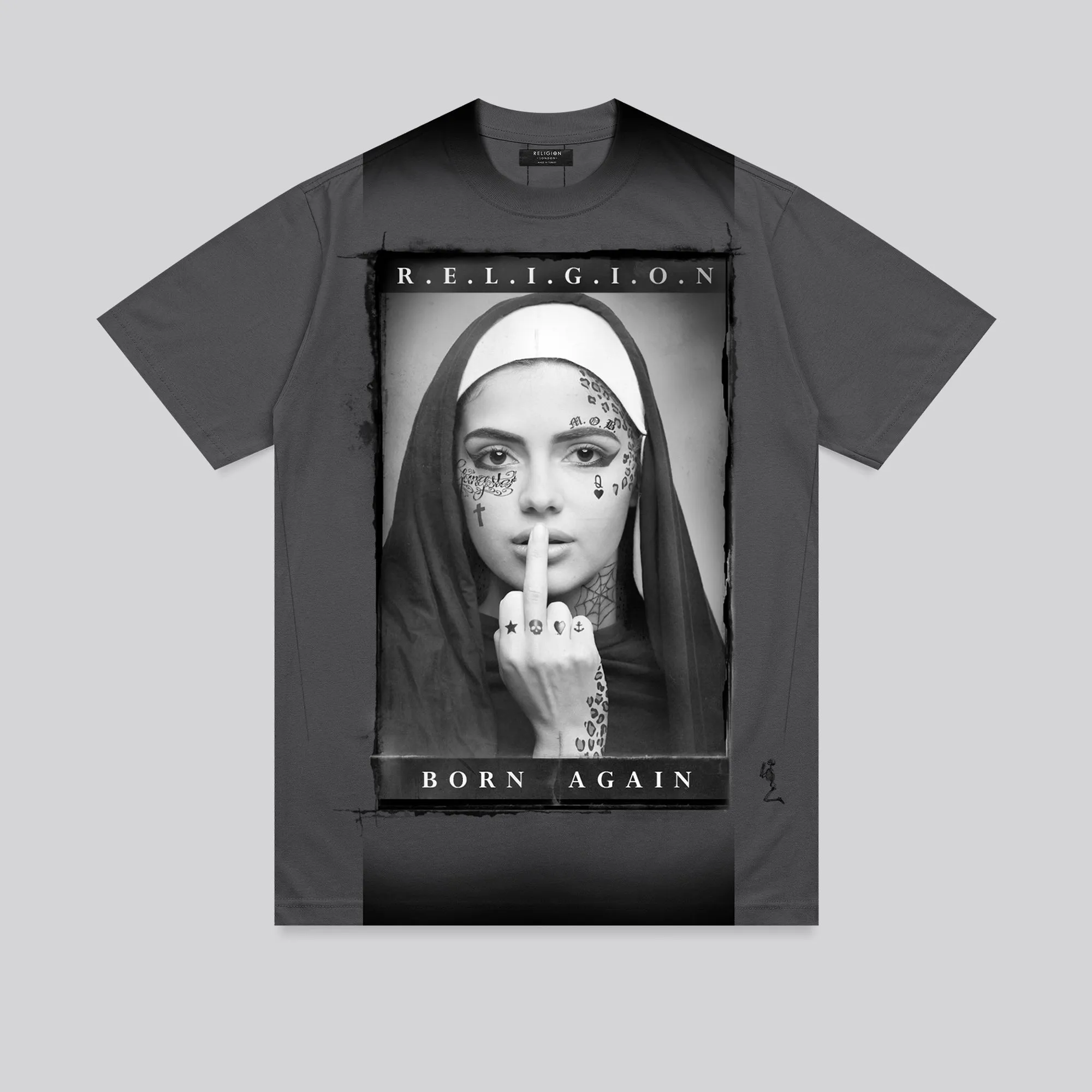 BORN AGAIN T-SHIRT WASHED BLACK sports activity