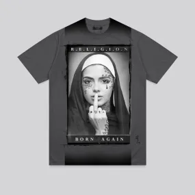BORN AGAIN T-SHIRT WASHED BLACK sports activity