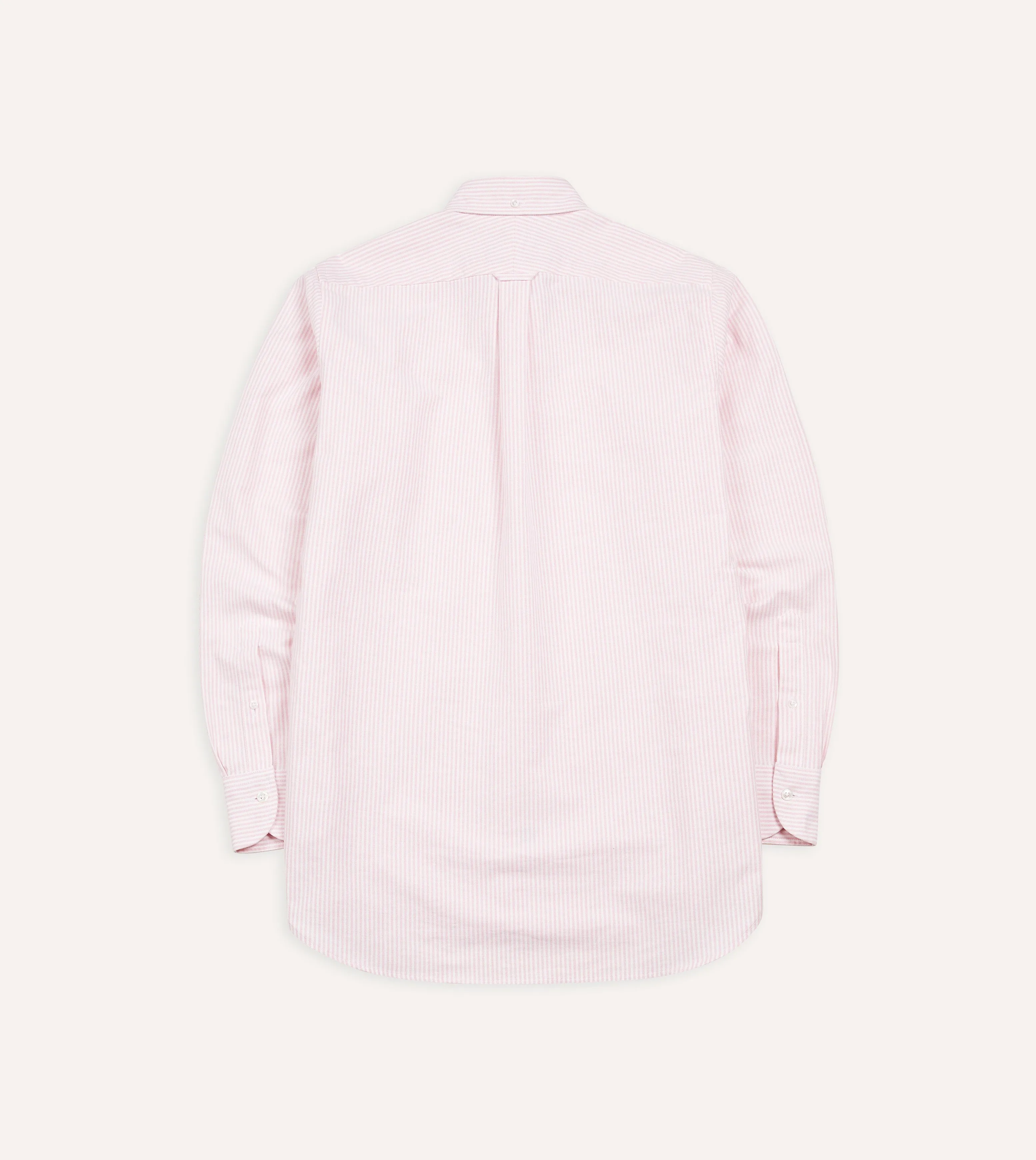 Flexible Mobility High Street Fashion Pale Pink Ticking Stripe Cotton Oxford Cloth Button-Down Shirt