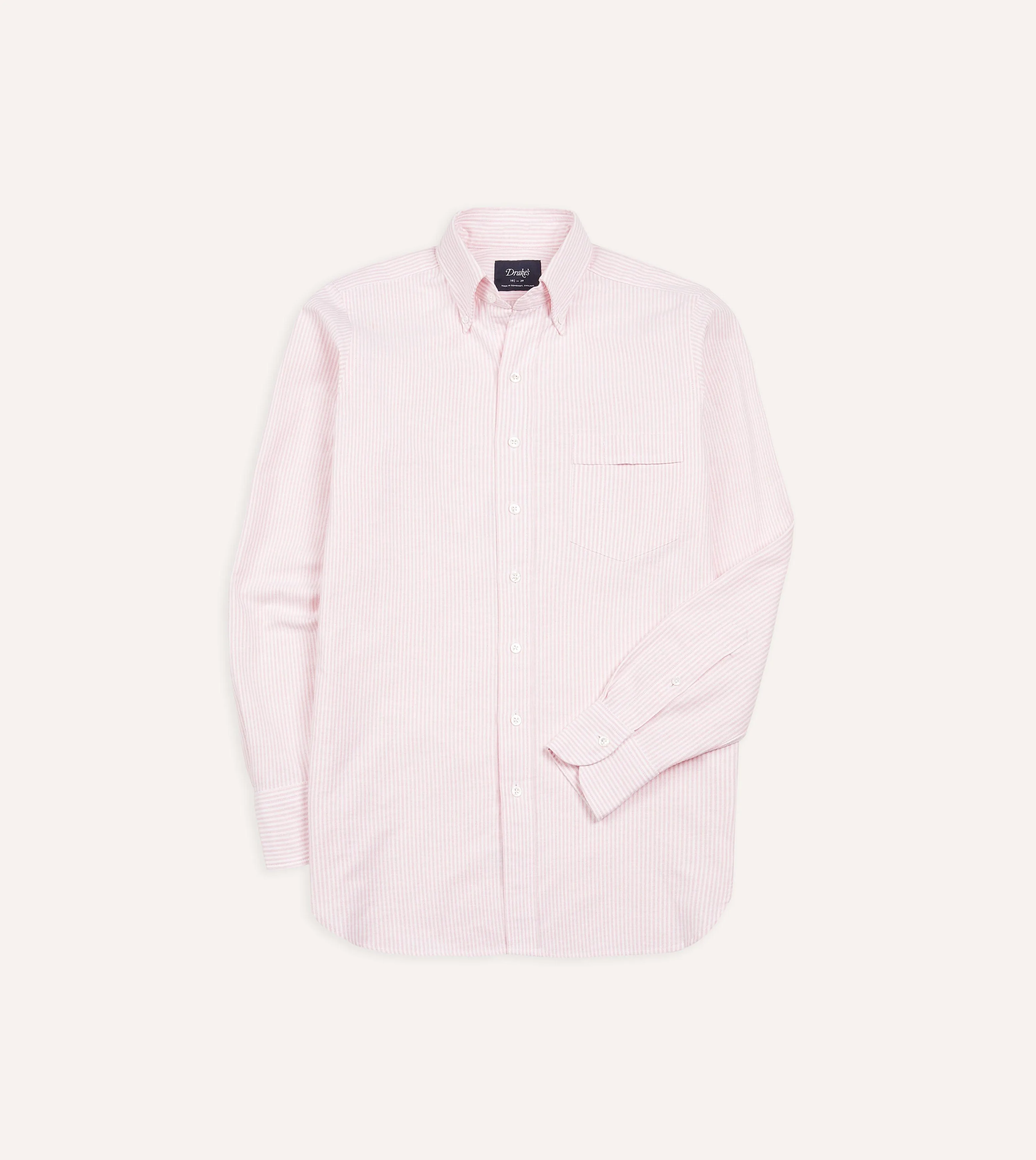 Pale Pink Ticking Stripe Cotton Oxford Cloth Button-Down Shirt Urban Edge Business casual