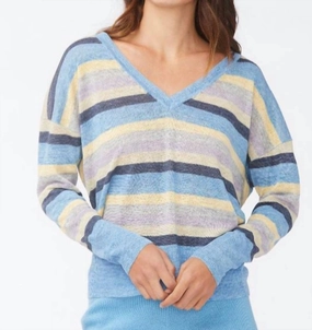 Mae Sweater In Multi Stripe Sweater Soft Texture Merino Wool