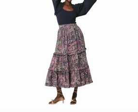 Darcy Ankle Skirt In Caymen Purple Paisley Neat Mood