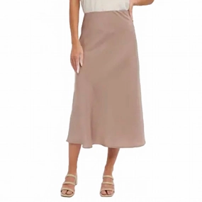 Satin Midi Skirt In Mushroom Luxury Finish
