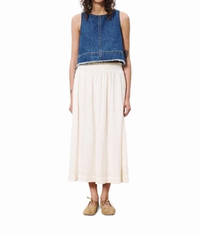 Akane Midi Skirt In Creme Wearable Art Durable Hem