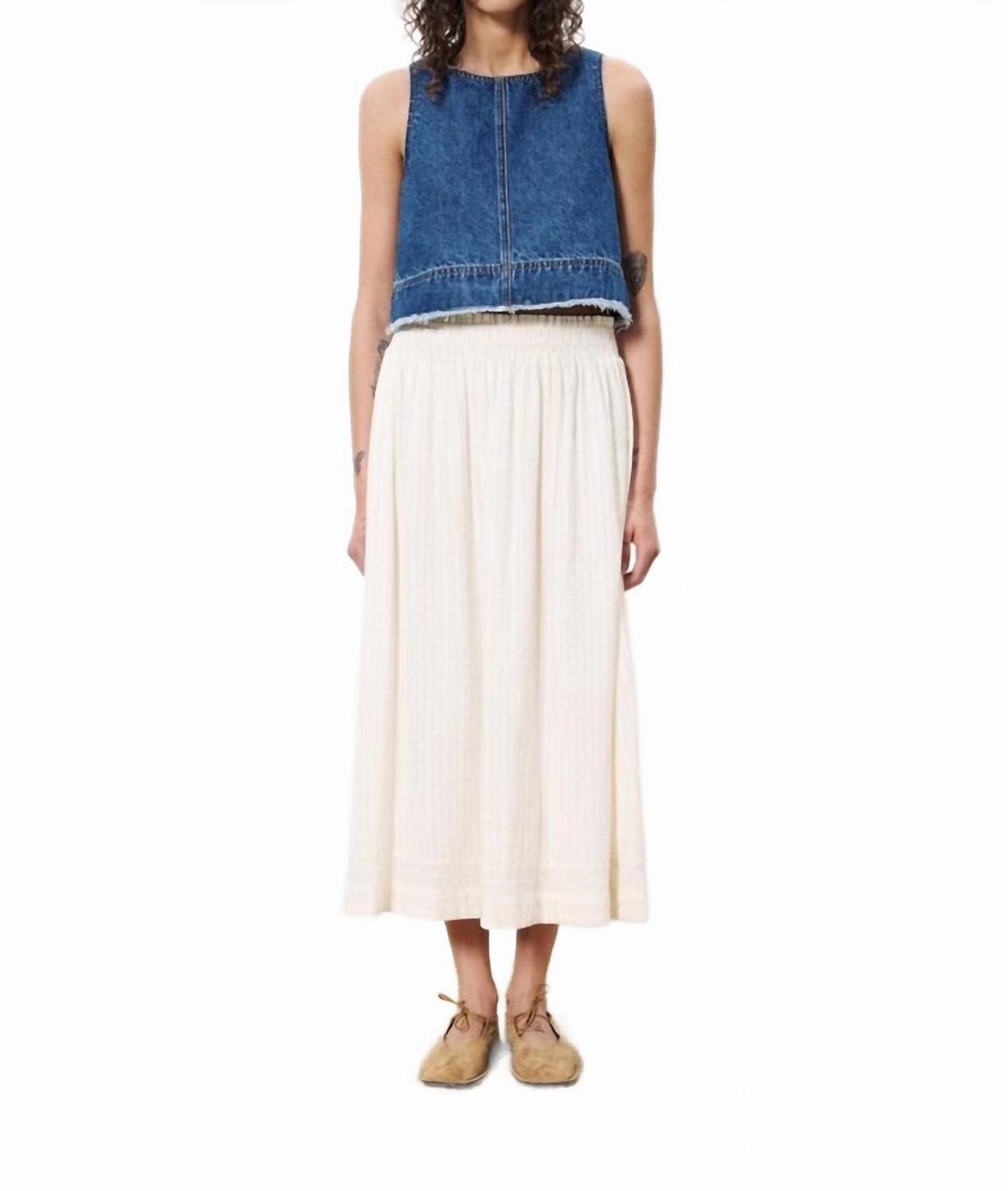 Akane Midi Skirt In Creme Wearable Art Durable Hem