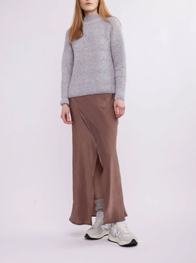 Alaia Overlap Skirt In Brown Print Mix Modern Outfit