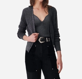 Alea Lurex Cardigan In Black Lures Essential Knit Style