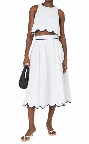 Alexis Scallop Skirt In White Comfy Look