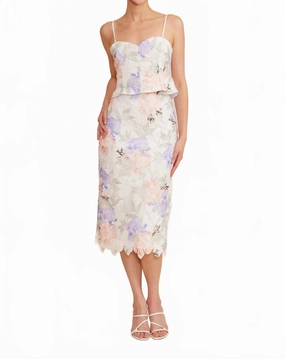 Alisyn Lace Midi Skirt In Multi Elasticized Hem Beach Day