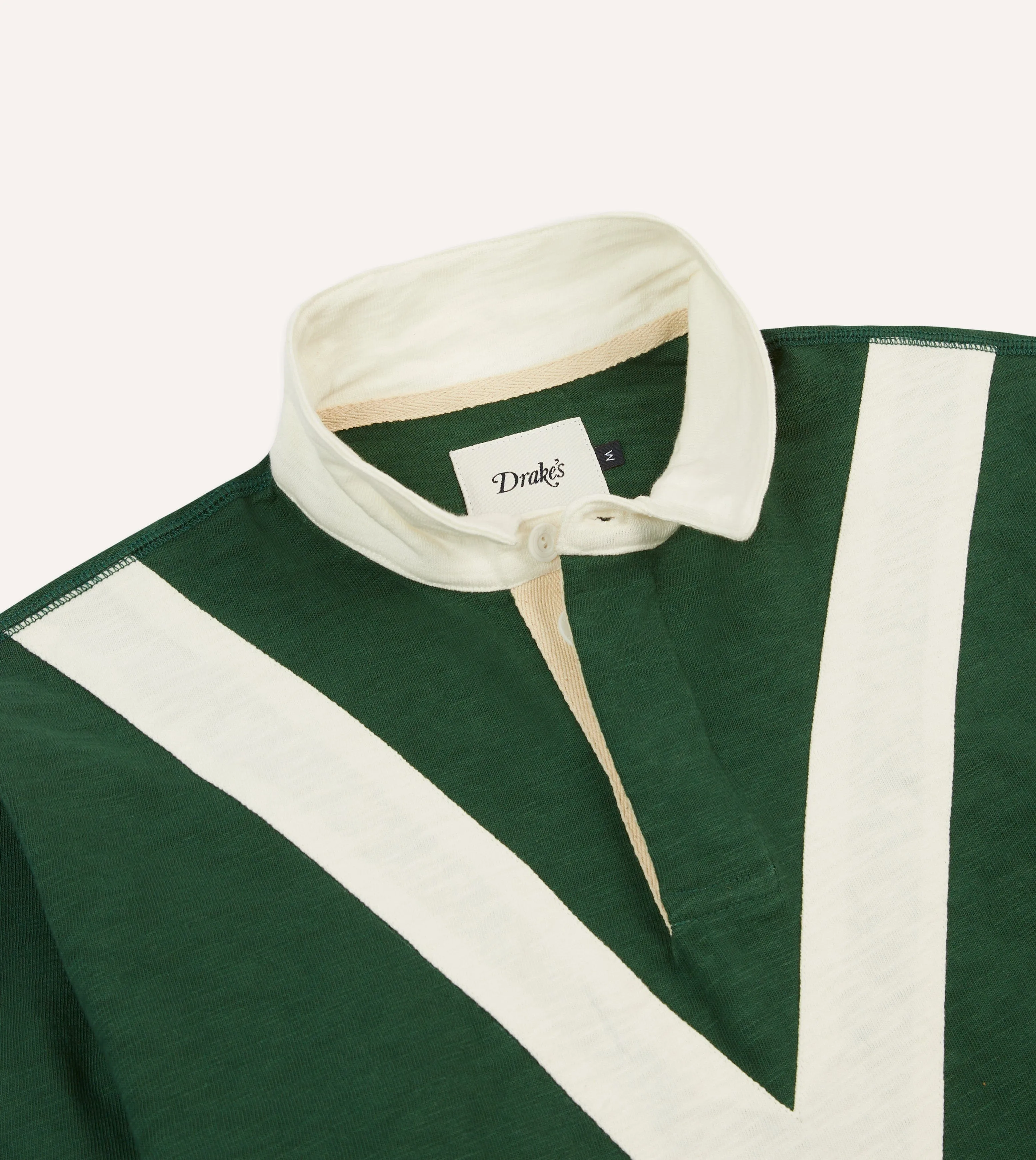 Green and Ecru Chevron Flam?? Cotton Rugby Shirt Youthful Style Graphic Art