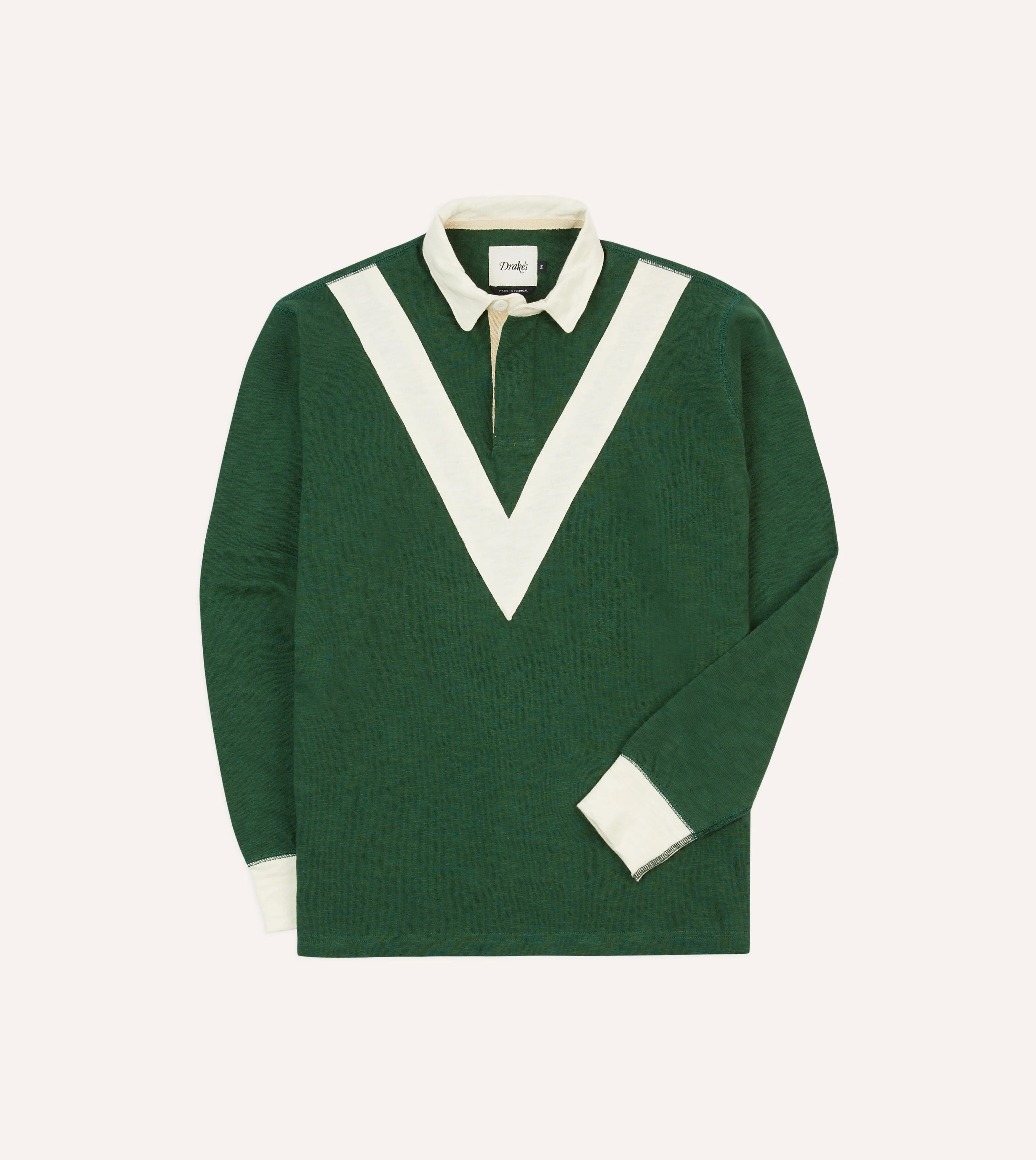 Statement Piece Eco-friendly Green and Ecru Chevron Flam?? Cotton Rugby Shirt