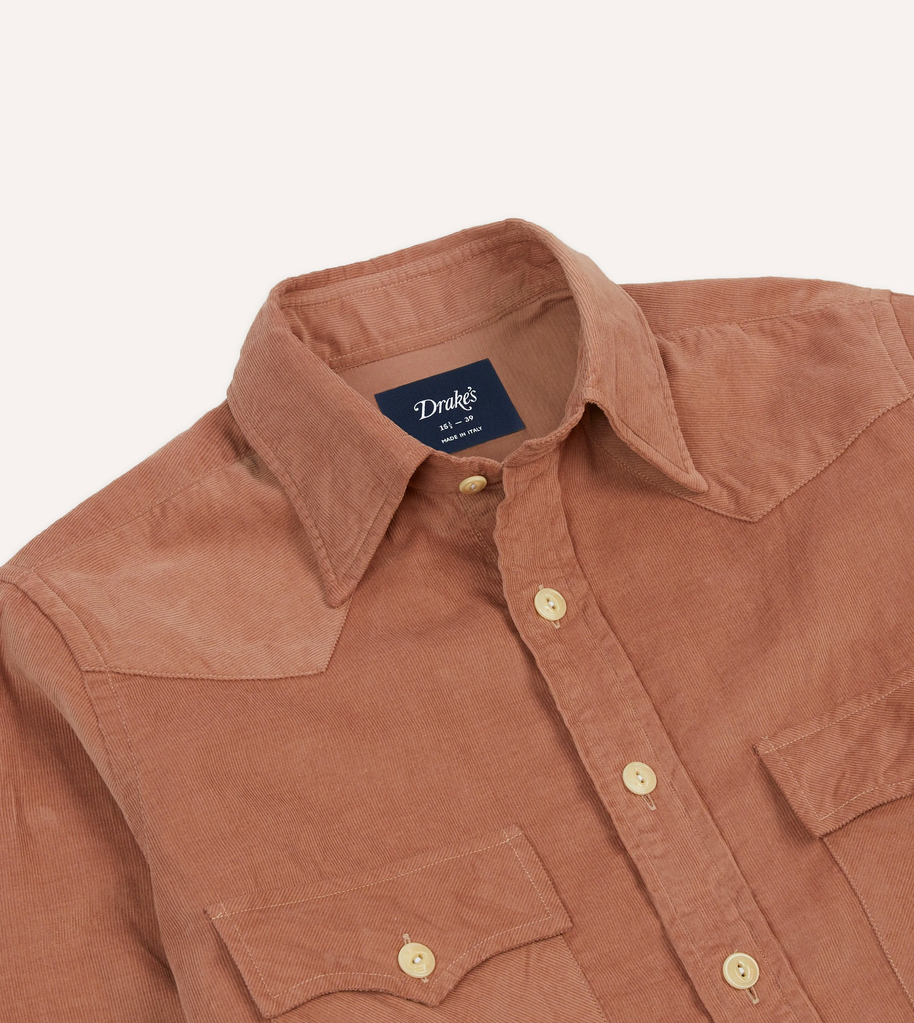 Washed Red Corduroy Two-Pocket Western Shirt UV Protective Fabric Trendy designs