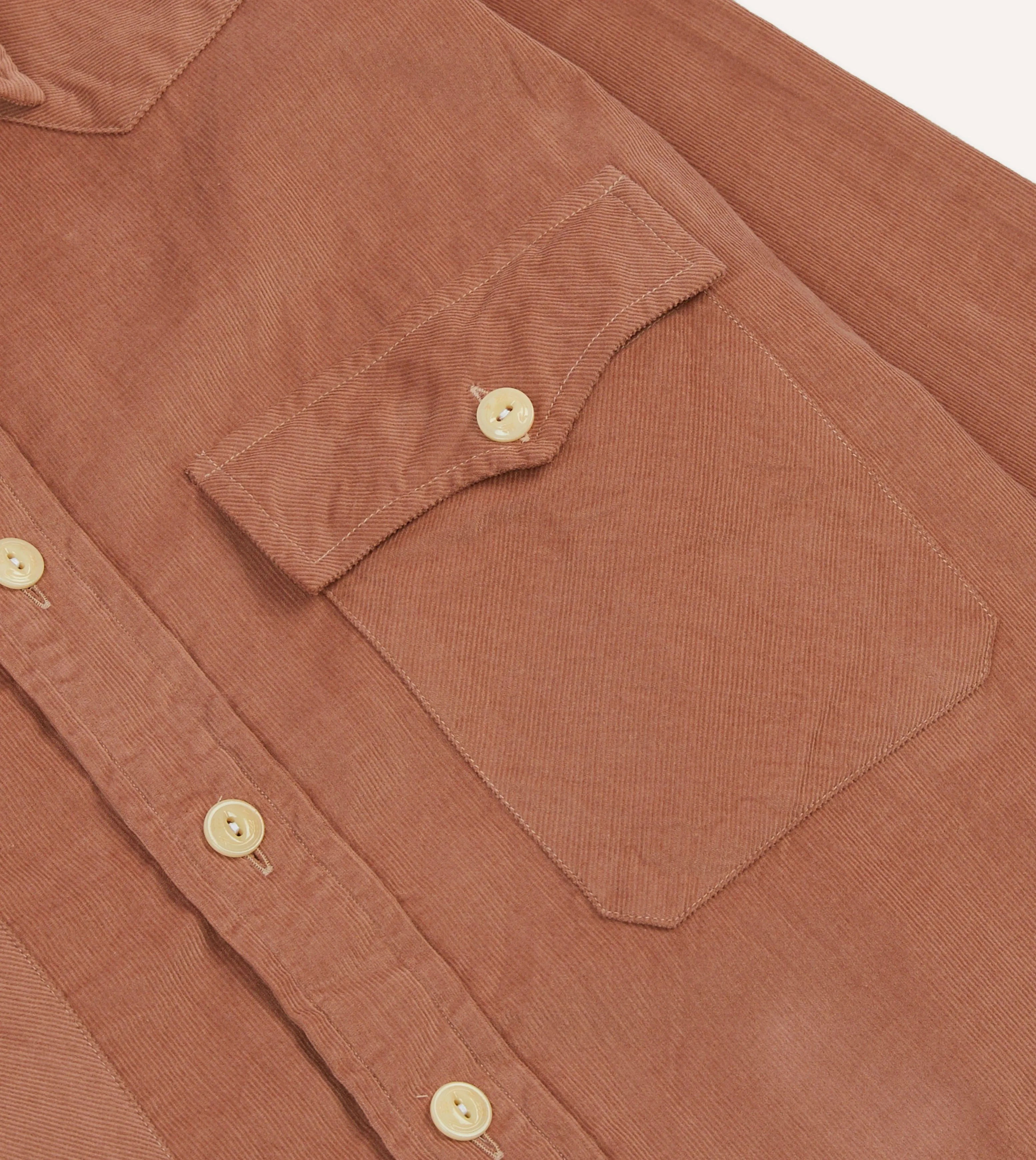 Travel-friendly Washed Red Corduroy Two-Pocket Western Shirt