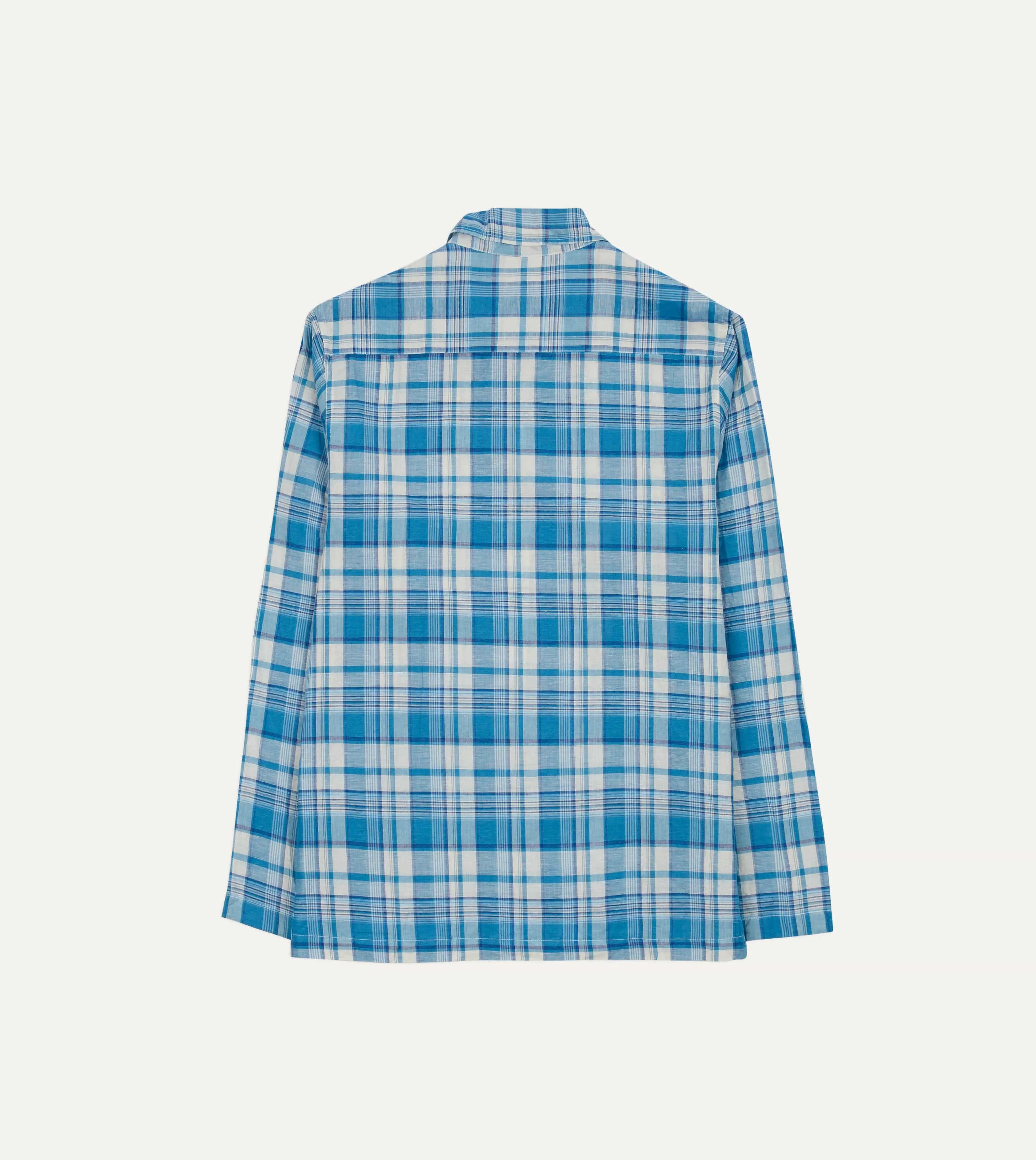 Blue Madras Check Linen Smock Shirt Trendy designs UV Protective Coating