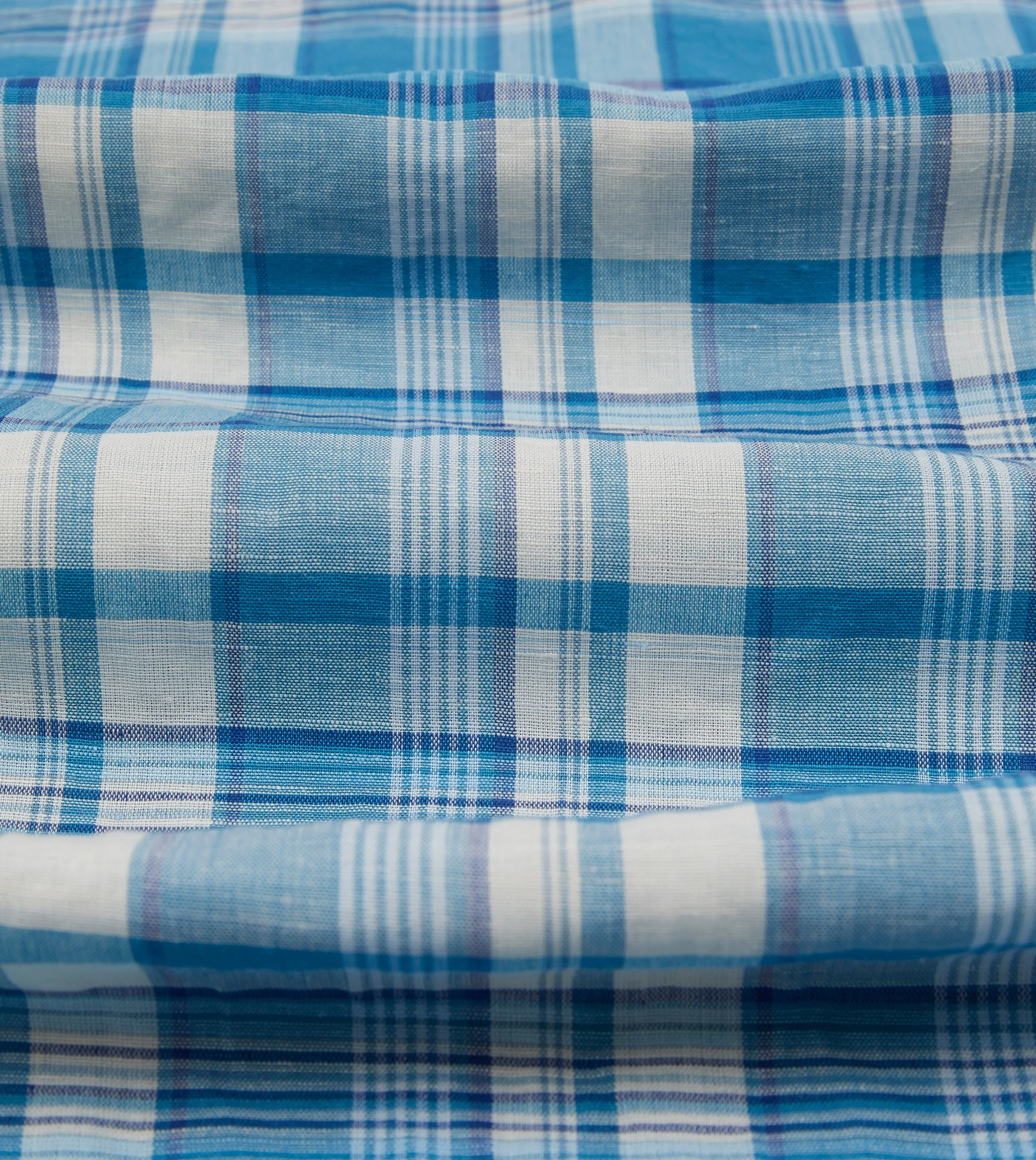 Blue Madras Check Linen Smock Shirt Trendsetting Multipocket Style