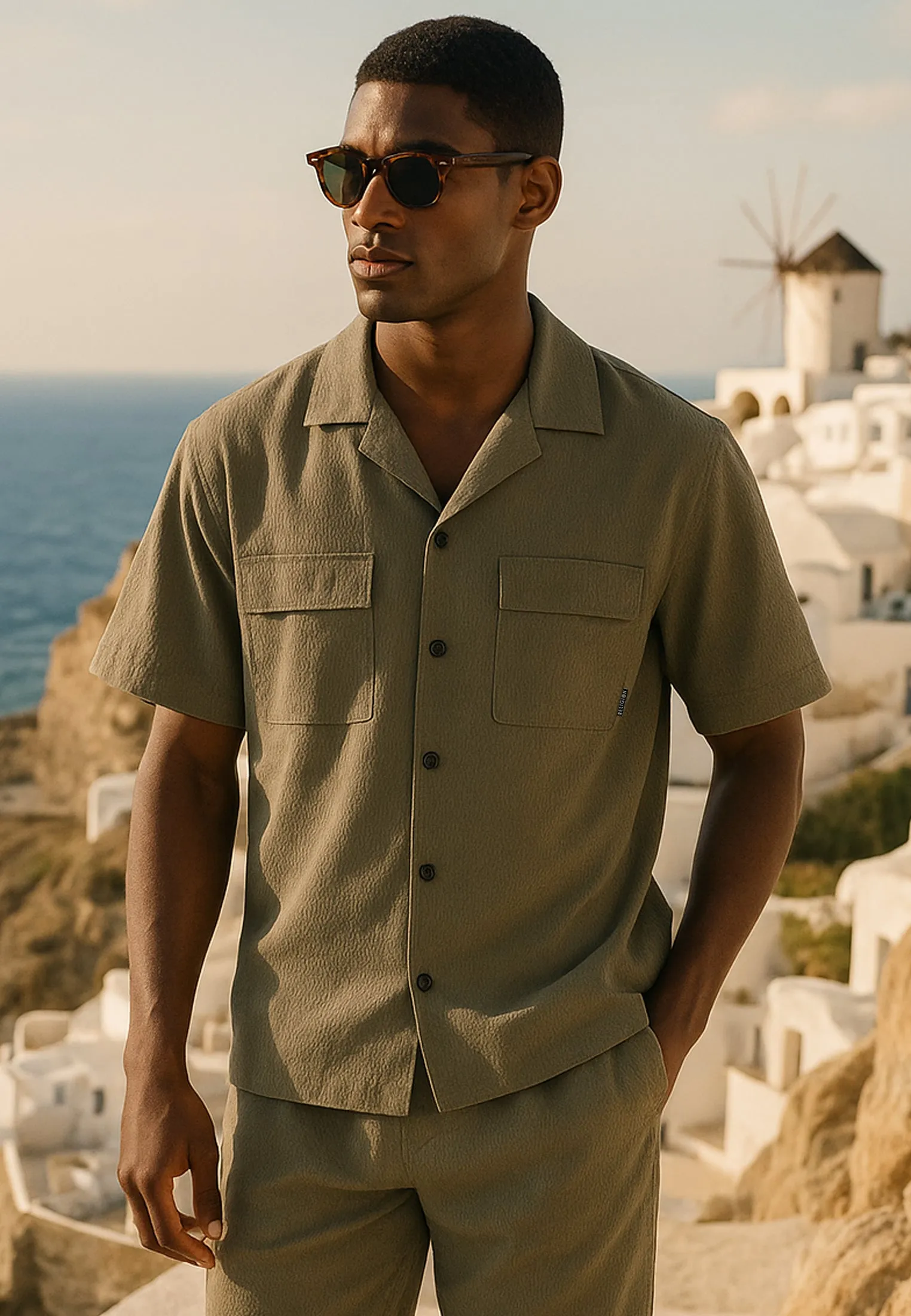 Traveler??s Choice MYKONOS DOUBLE POCKET HOLIDAY SHIRT MOSS GREEN