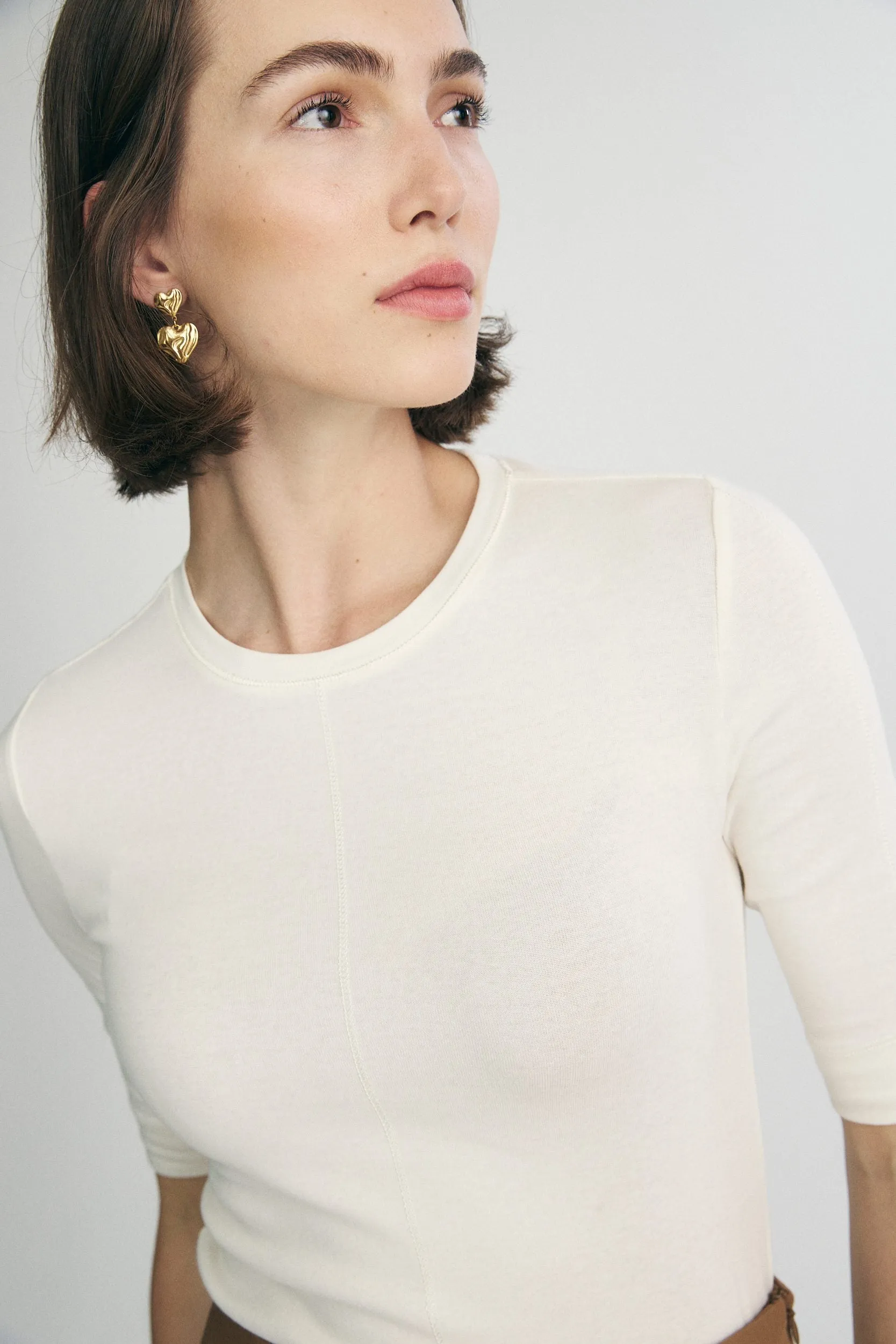 MinimalBranding Ribbed top with crew neck