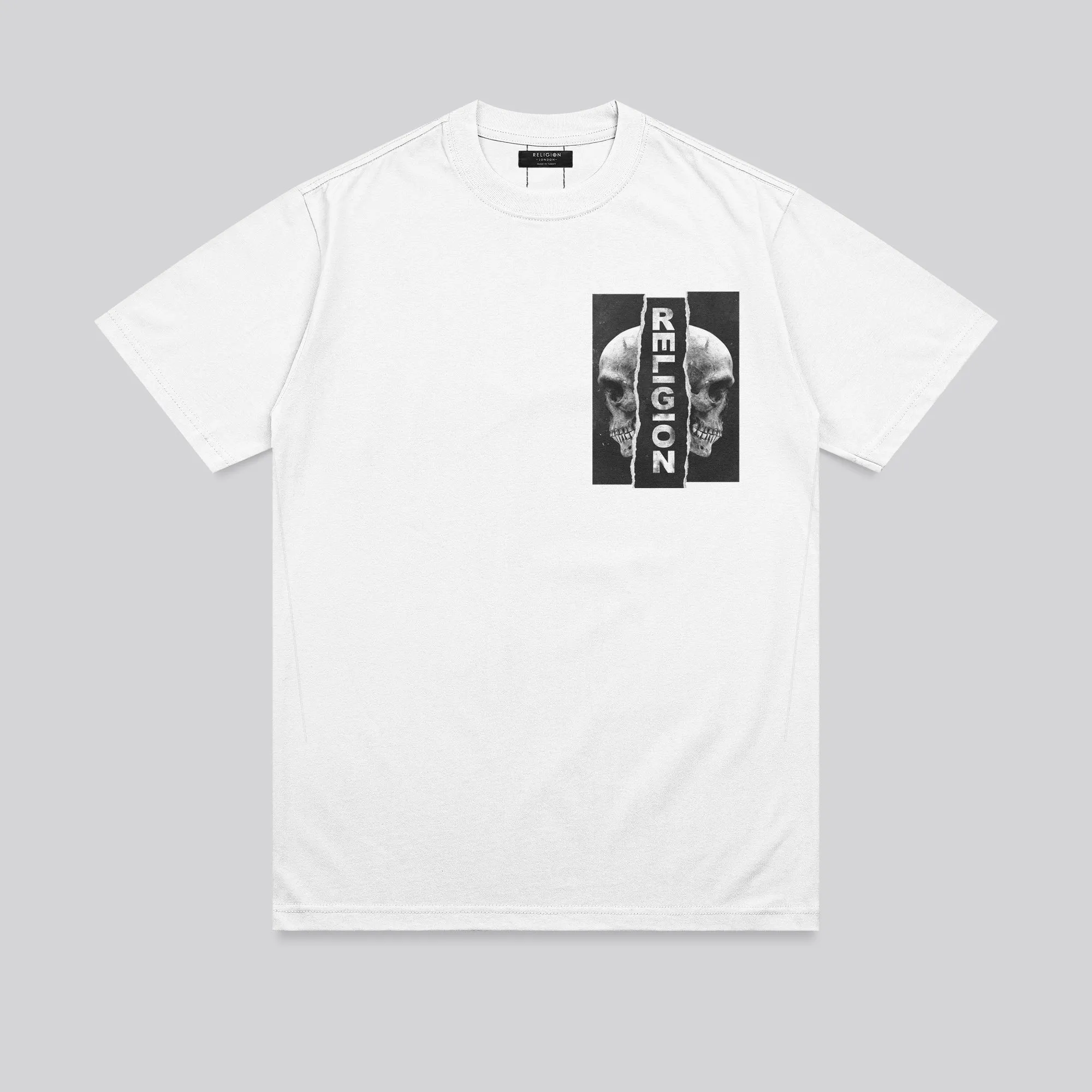 Standard Body Fit Minimalist Design RIPPED T-SHIRT WHITE