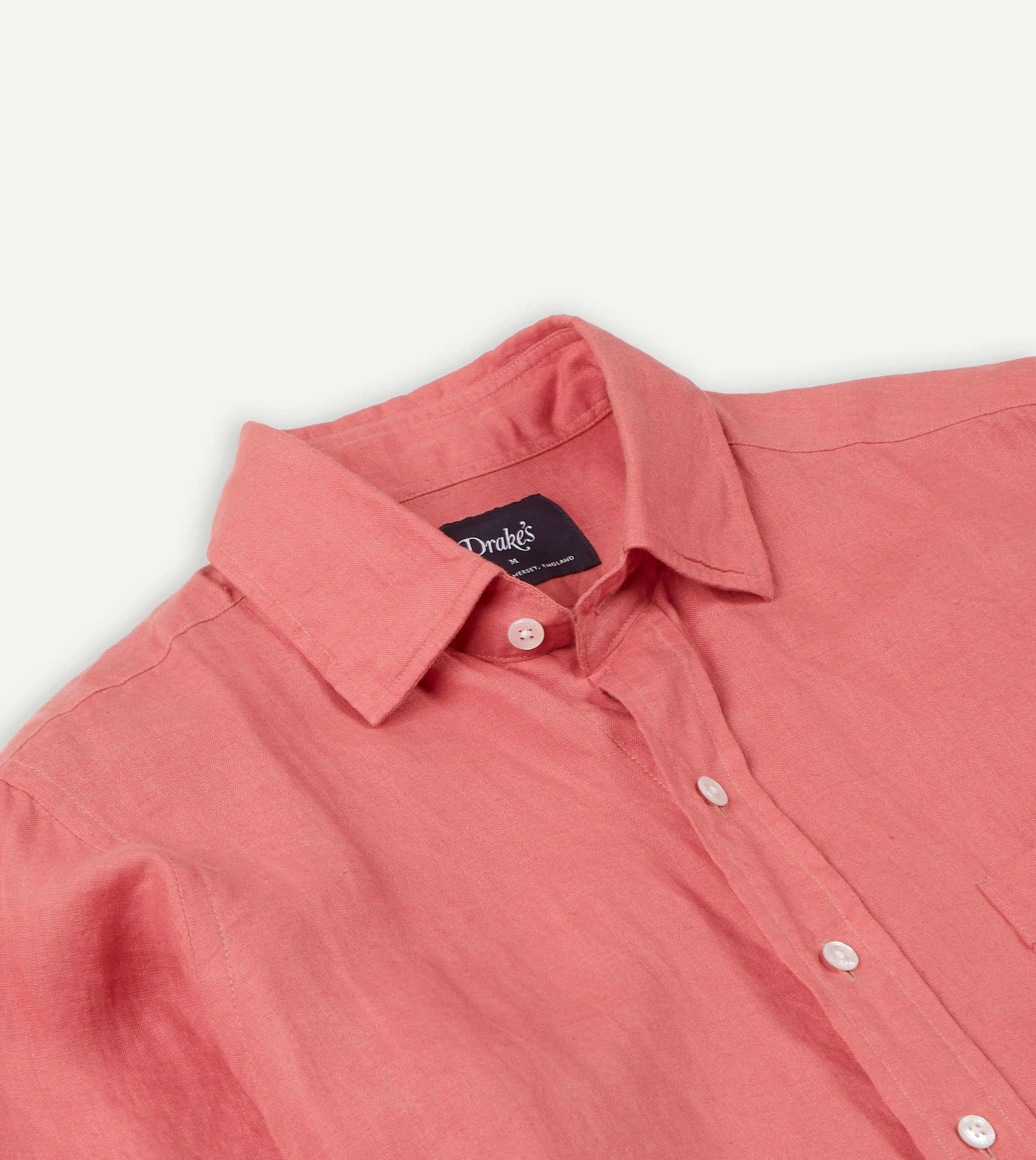 Pink Linen Spread Collar Shirt Compact Fold Design Non-Iron