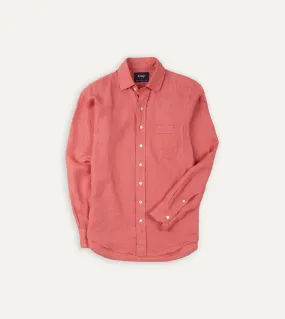 Pink Linen Spread Collar Shirt Travel Essential Layering Essential