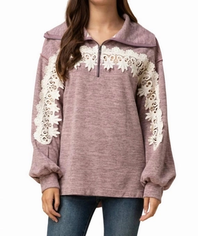 Casual Fit All About The Lace Pullover In Mauve