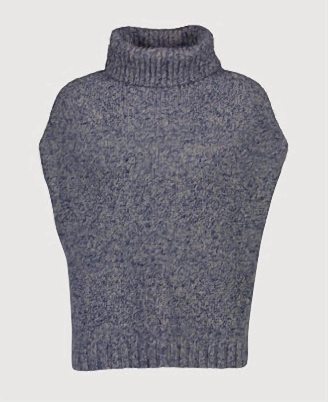 Women's Sleeveless Turtleneck Sweater In Denim Blue Simple Fashion