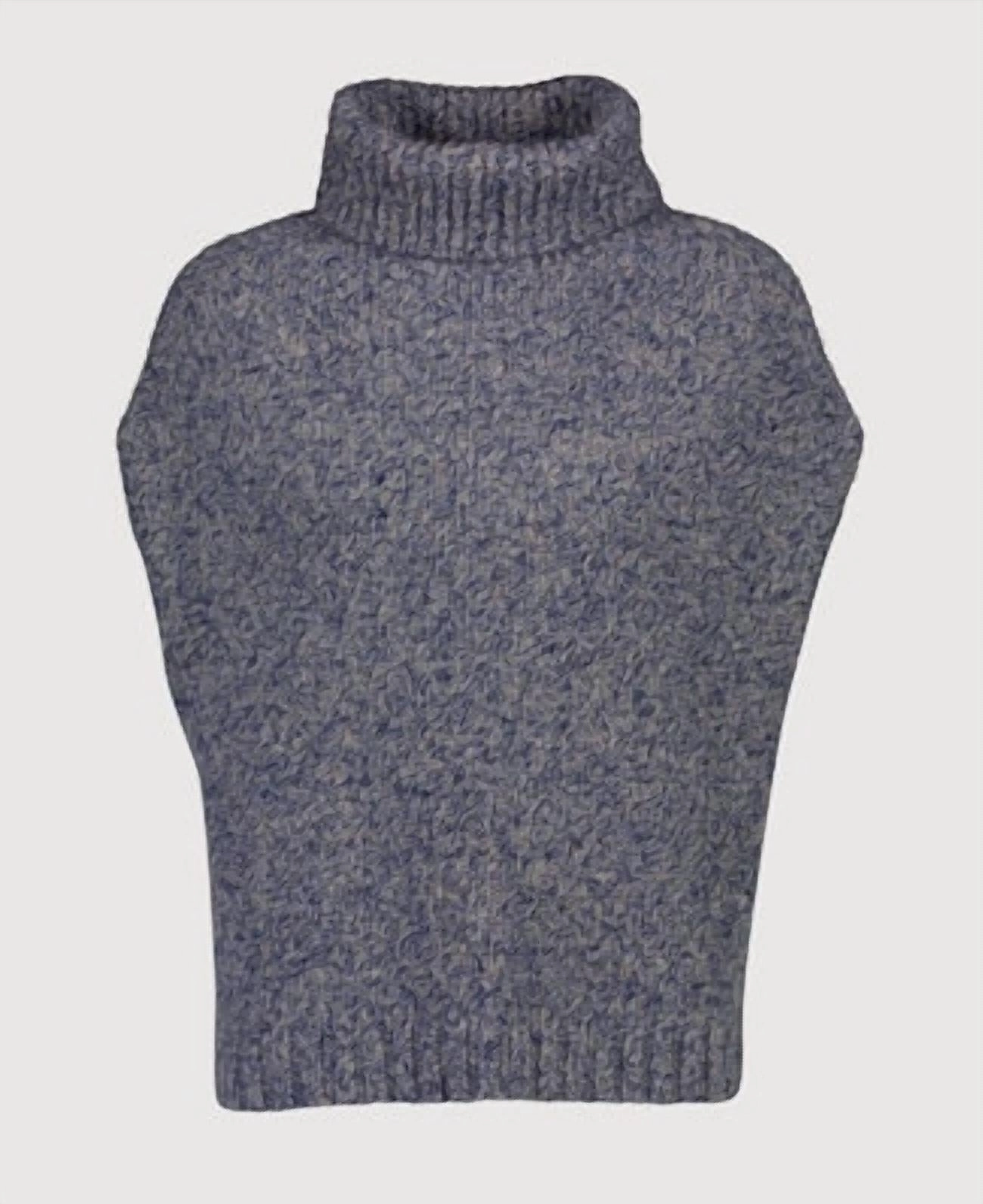 Cold-Weather Layer Women's Sleeveless Turtleneck Sweater In Denim Blue