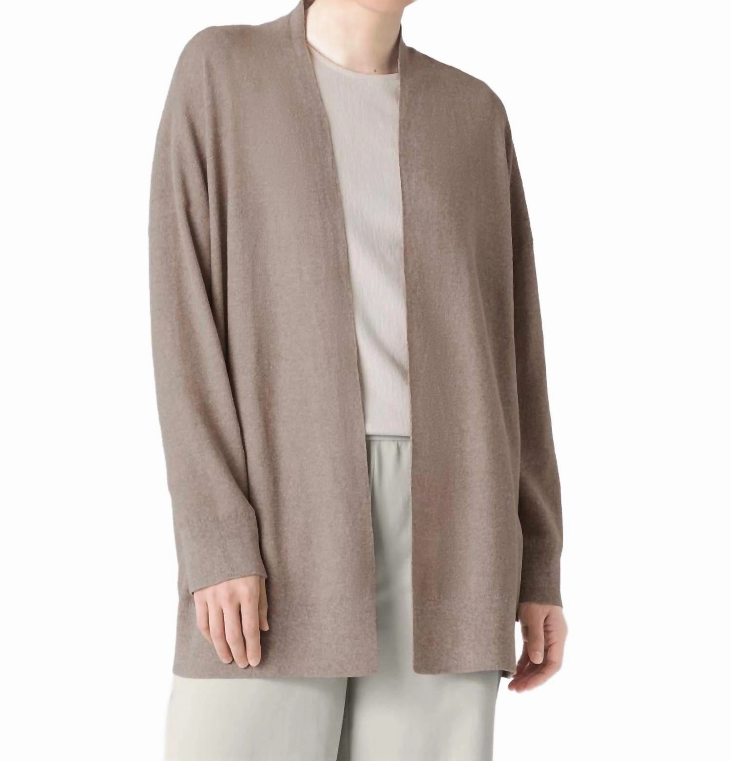 Organic Linen Cotton Long Cardigan In Cocoa Versatile Style