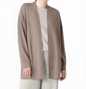 Organic Linen Cotton Long Cardigan In Cocoa Versatile Style