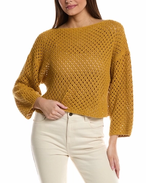 Chilly Day Knit Lafayette 148 New York Open Stitch Linen-Blend Sweater