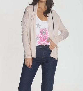 Women's Brooklyn Drape Cardigan In Blush Cozy Knit Touch