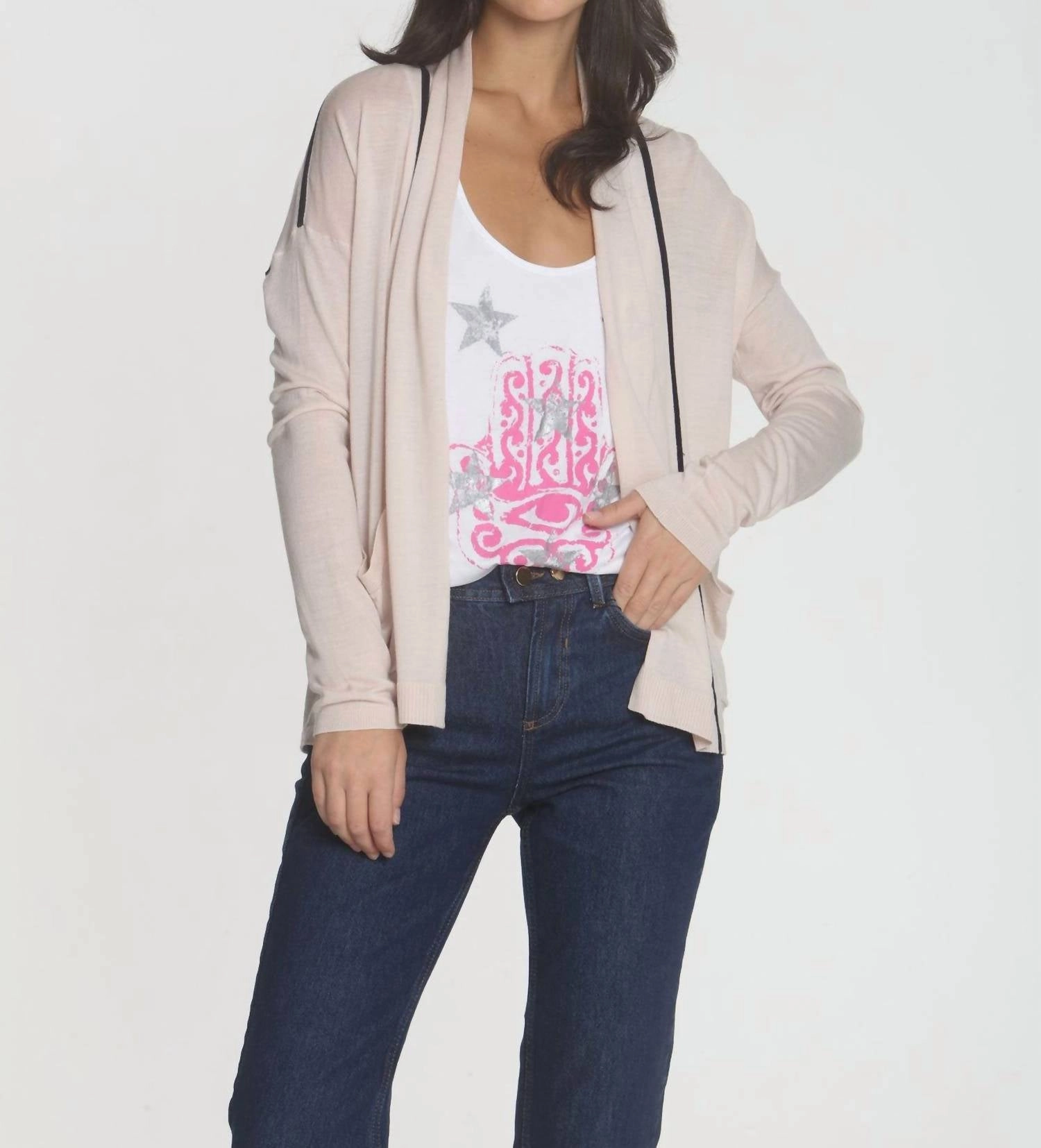 Women's Brooklyn Drape Cardigan In Blush Smart Fashion