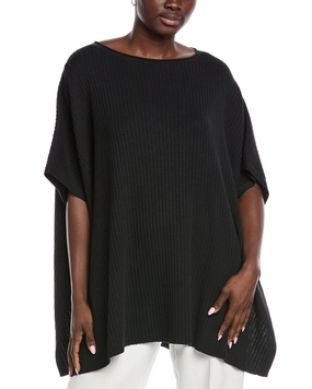 EILEEN FISHER Bateau Neck Poncho Chilly Days Wear All-day Comfort