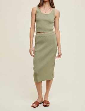 Sweater Skirt Set In Sage Urban Style Opaque finish