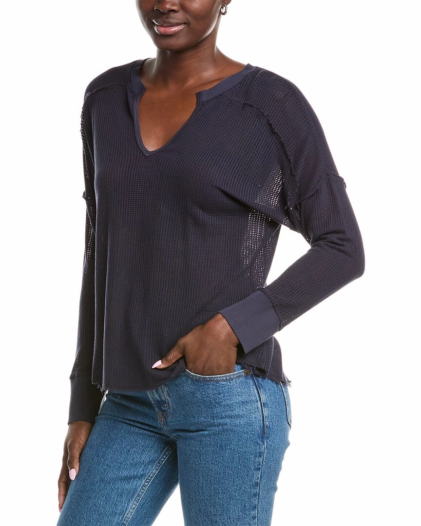 XCVI Wearables Mesh Bullock Pullover Side Slit Design